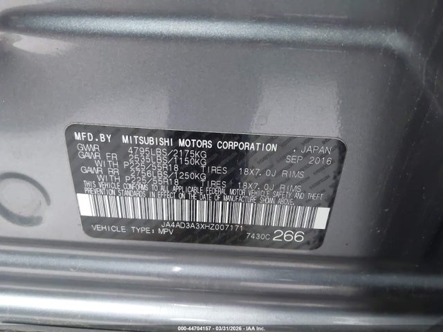 2017 MITSUBISHI OUTLANDER JA4AD3A3XHZ007171 Photo 8