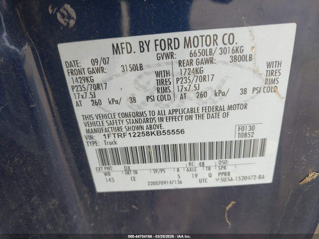 2008 FORD F-150 1FTRF12258KB55556 Photo 8
