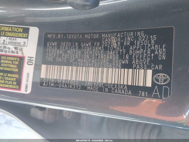 2T1BURHEXFC356276 Toyota Corolla S Plus