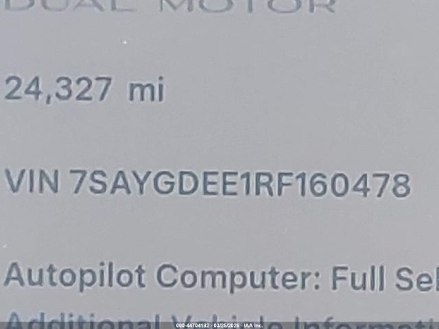 Продажа на аукционе авто 2024 Tesla Model Y Long Range Dual Motor All-wheel Drive, vin: 7SAYGDEE1RF160478, номер лота: 44704182