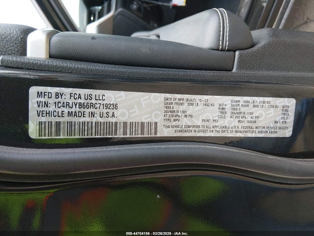 2024 Jeep Grand Cherokee 4xe მანქანა იყიდება აუქციონზე, vin: 1C4RJYB66RC719236, აუქციონის ნომერი: 44704186