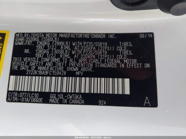 Продажа на аукционе авто 2015 Lexus Rx 350, vin: 2T2ZK1BA9FC159428, номер лота: 44704188