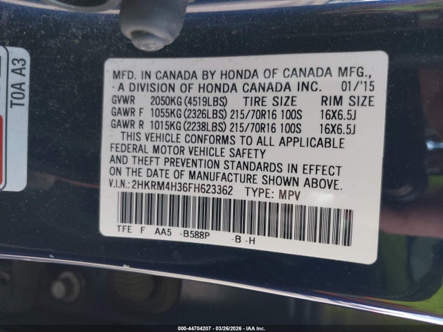 Honda CR-V LX 2015 2HKRM4H36FH623362 Image 9
