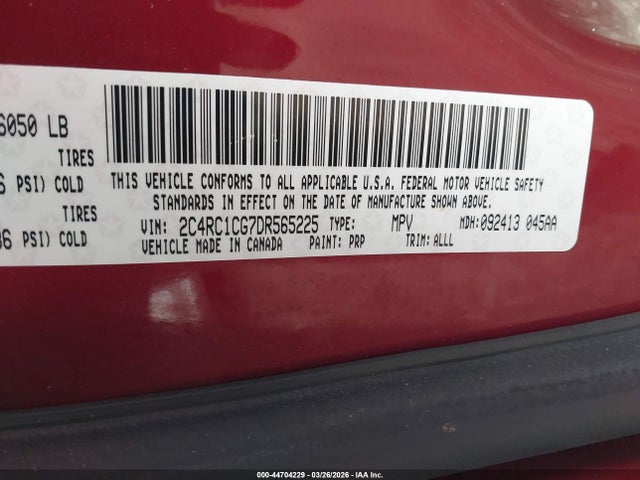 Продажа на аукционе авто 2013 Chrysler Town & Country Touring-l, vin: 2C4RC1CG7DR565225, номер лота: 44704229