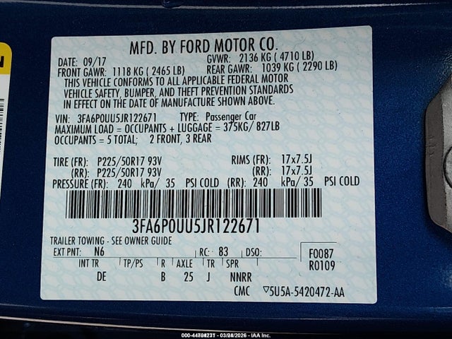 Ford Fusion Hybrid S 2018 3FA6P0UU5JR122671 Image 9