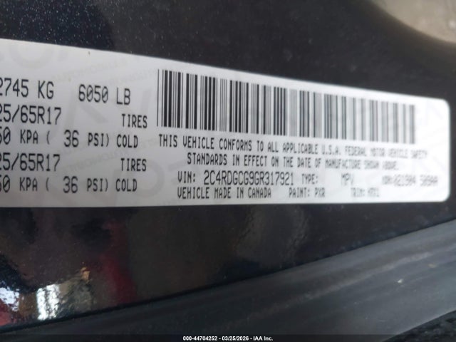 Продажа на аукционе авто 2016 Dodge Grand Caravan Sxt, vin: 2C4RDGCG9GR317921, номер лота: 44704252