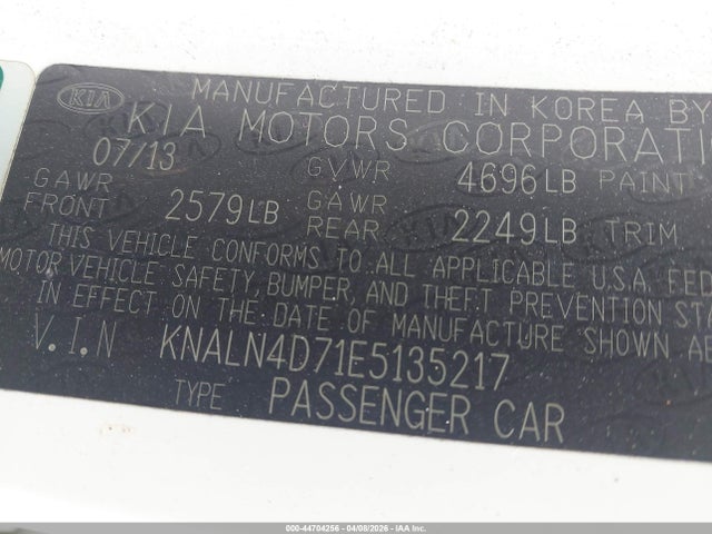 Продажа на аукционе авто 2014 Kia Cadenza Premium, vin: KNALN4D71E5135217, номер лота: 44704256