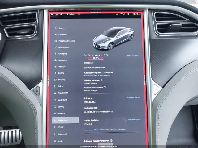 Продаж на аукціоні авто 2015 Tesla Model S 85d/p85d, vin: 5YJSA1E40FF116638, номер лоту: 44704268