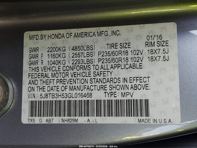 2016 ACURA RDX 5J8TB3H53GL016468 Photo 8