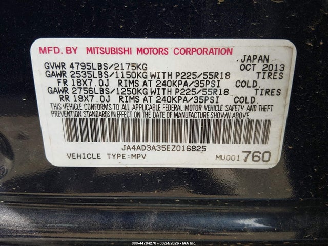 2014 MITSUBISHI OUTLANDER JA4AD3A35EZ016825 Photo 8
