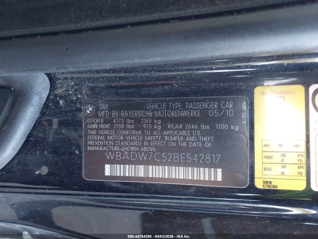 Продажа на аукционе авто 2011 Bmw 328i, vin: WBADW7C52BE542817, номер лота: 44704290