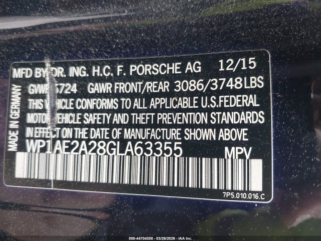 2016 PORSCHE CAYENNE E-HYBRID WP1AE2A28GLA63355 Photo 8