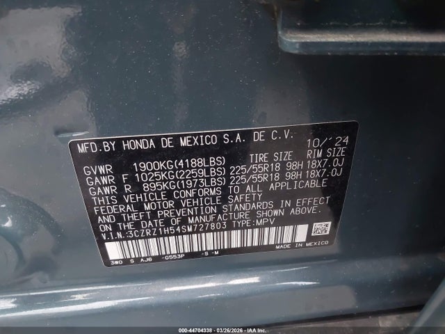 3CZRZ1H54SM727803 Honda Hr-v 2wd Sport