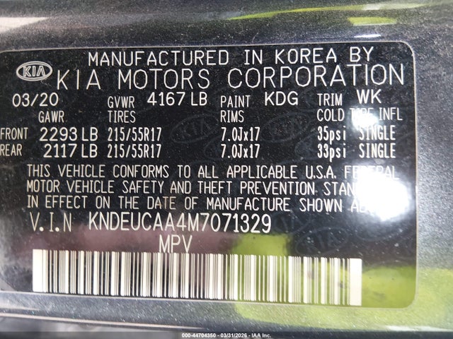 Aukcja sprzedaży 2021 Kia Seltos S, vin: KNDEUCAA4M7071329, numer aukcji: 44704350
