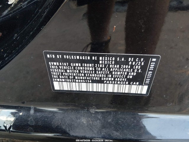 Продаж на аукціоні авто 2026 Volkswagen Jetta Sport, vin: 3VWBW7BU2TM005134, номер лоту: 44704356