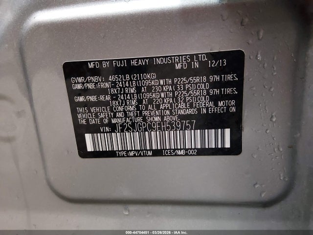 JF2SJGPC9EH539757 Subaru Forester 2.0xt Touring