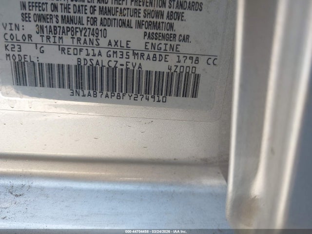 3N1AB7AP8FY274910 Nissan SENTRA S