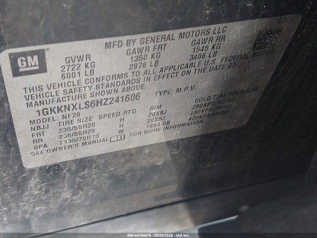 Продаж на аукціоні авто 2017 Gmc Acadia Denali, vin: 1GKKNXLS6HZ241606, номер лоту: 44704476