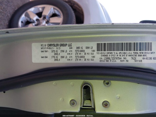 Продажа на аукционе авто 2013 Ram 1500 Big Horn, vin: 1C6RR6LT2DS707544, номер лота: 44704497