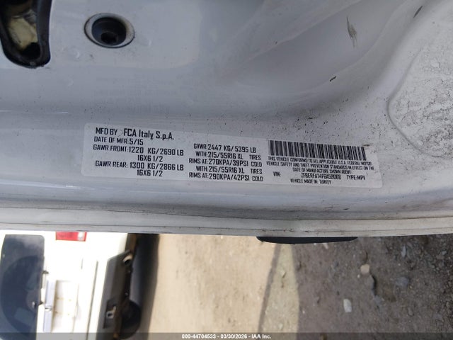 Продажа на аукционе авто 2015 Ram Promaster City Tradesman, vin: ZFBERFAT4F6A59068, номер лота: 44704533