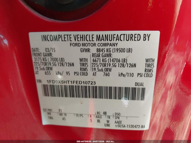 1FD0X5HT1FED10723 Ford F-550 Chassis Xl