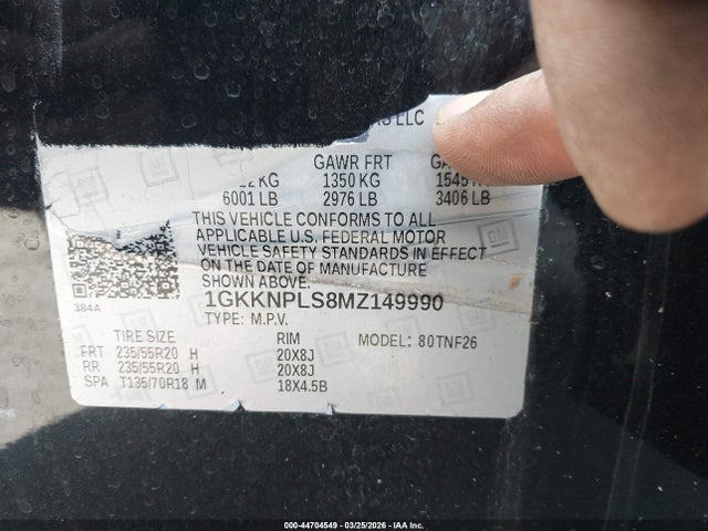 Aukcja sprzedaży 2021 Gmc Acadia Fwd Denali, vin: 1GKKNPLS8MZ149990, numer aukcji: 44704549