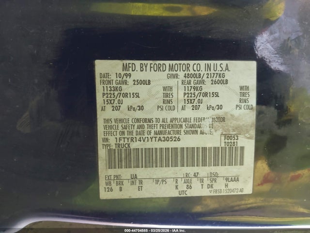 2000 FORD RANGER 1FTYR14V1YTA30526 Photo 8
