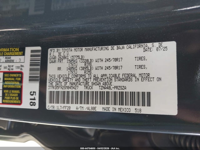 3TMKB5FN2SM045427 Toyota Tacoma Sr5