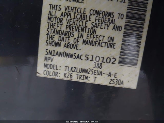 2010 NISSAN XTERRA 5N1AN0NW5AC510102 Photo 8
