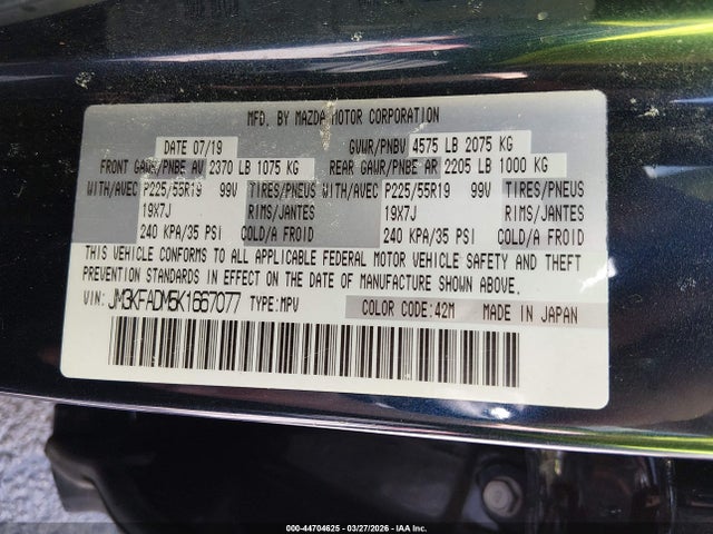 Aukcja sprzedaży 2019 Mazda Cx-5 Grand Touring, vin: JM3KFADM5K1667077, numer aukcji: 44704625