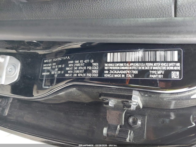 Продажа на аукционе авто 2019 Jeep Renegade Sport Fwd, vin: ZACNJAAB4KPK17800, номер лота: 44704638