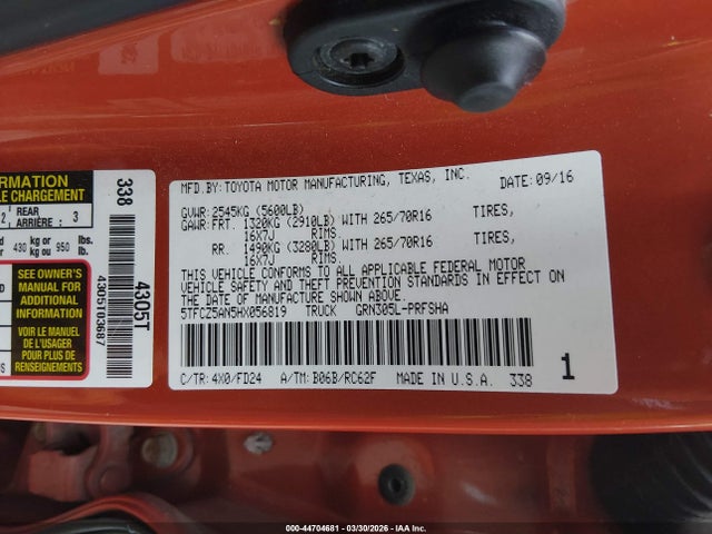 5TFCZ5AN5HX056819 Toyota Tacoma Sr5 V6