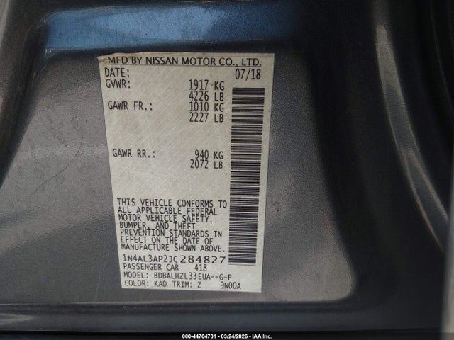 Nissan Altima 2.5 Sr 2018 1N4AL3AP2JC284827 Image 9