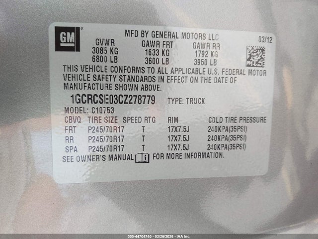 2012 CHEVROLET SILVERADO 1500 1GCRCSE03CZ278779 Photo 8
