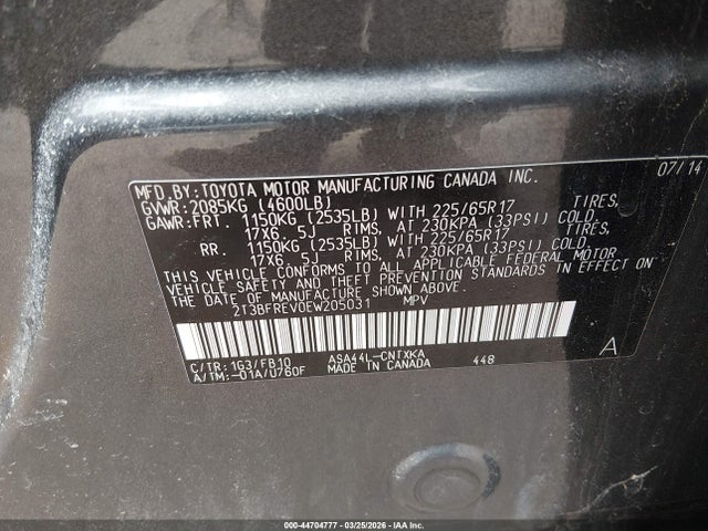 Продажа на аукционе авто 2014 Toyota Rav4 Le, vin: 2T3BFREV0EW205031, номер лота: 44704777