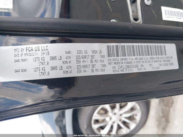 2019 Jeep Cherokee Latitude Fwd მანქანა იყიდება აუქციონზე, vin: 1C4PJLCB8KD331883, აუქციონის ნომერი: 44704780