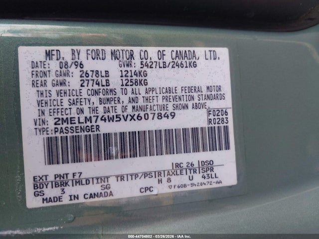 Продаж на аукціоні авто 1997 Mercury Grand Marquis Gs, vin: 2MELM74W5VX607849, номер лоту: 44704802