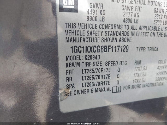 2011 CHEVROLET SILVERADO 2500HD 1GC1KXCG8BF117129 Photo 8