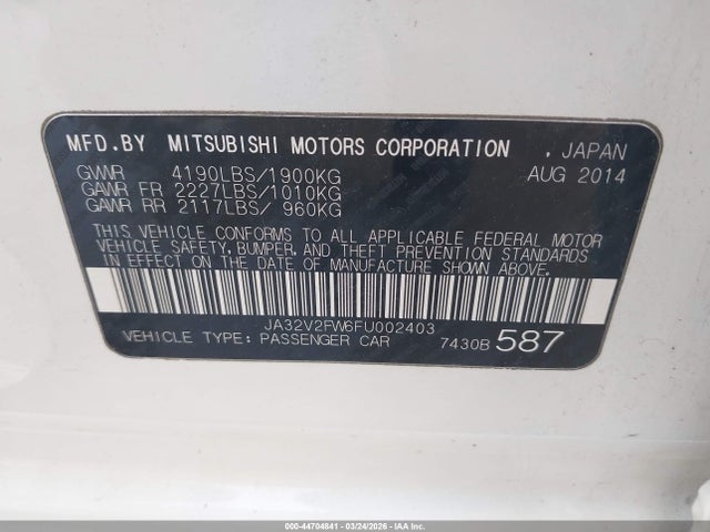 Продаж на аукціоні авто 2015 Mitsubishi Lancer Se, vin: JA32V2FW6FU002403, номер лоту: 44704841