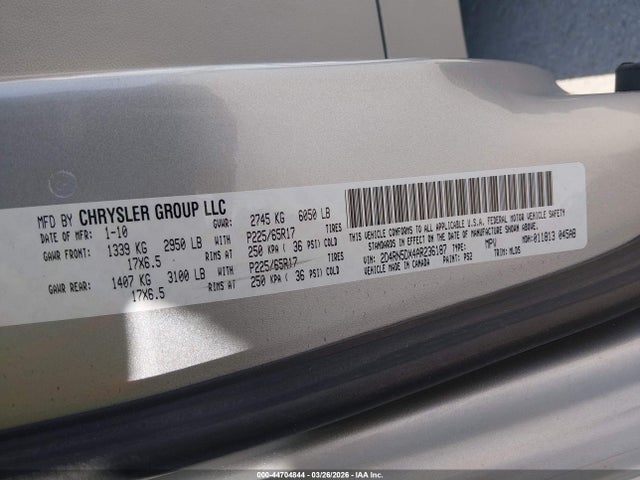 44704844 :رقم المزاد ، 2D4RN5DX4AR236187 vin ، 2010 Dodge Grand Caravan Sxt مزاد بيع