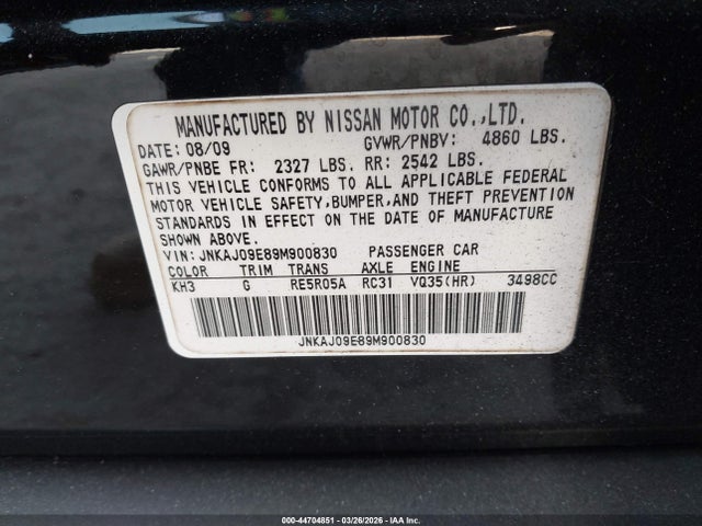 Продажа на аукционе авто 2009 Infiniti Ex35 Journey, vin: JNKAJ09E89M900830, номер лота: 44704851