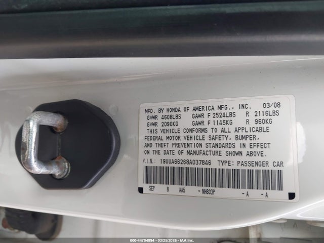 Продажа на аукционе авто 2008 Acura Tl 3.2, vin: 19UUA66268A037846, номер лота: 44704894