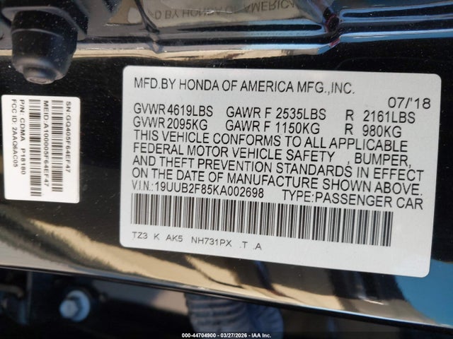 Продаж на аукціоні авто 2019 Acura Tlx Advance Pkg, vin: 19UUB2F85KA002698, номер лоту: 44704900