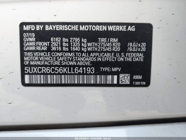 5UXCR6C56KLL64193 BMW X5 Xdrive40i