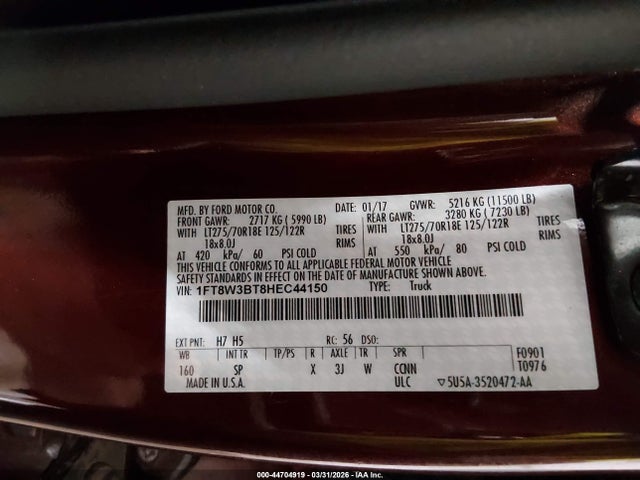 Ford F350 Super Duty 2017 1FT8W3BT8HEC44150 Image 8