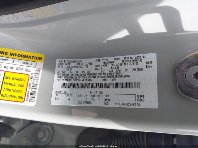 Продаж на аукціоні авто 2024 Ford Bronco Black Diamond, vin: 1FMEE1BH5RLA18680, номер лоту: 44704921