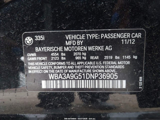 2013 BMW 335I WBA3A9G51DNP36905 Photo 8