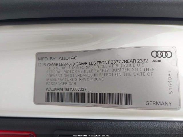 WAUKMAF48HN057037 Audi A4 2.0t Season Of Audi Ultra Premium