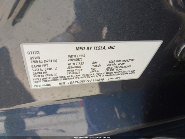 7SAYGDEE7PA155845 Tesla Model Y Awd/long Range Dual Motor All-wheel Drive
