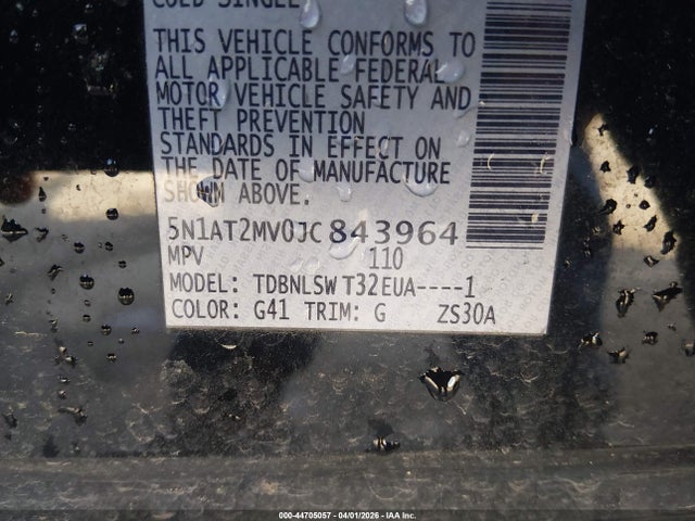 Aukcja sprzedaży 2018 Nissan Rogue Sl, vin: 5N1AT2MV0JC843964, numer aukcji: 44705057